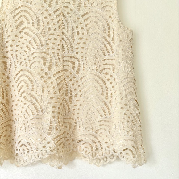 Cream Lace Sleeveless Top with black satin ribbon bow trim by Halogen - Picture 5 of 16